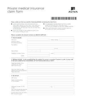 Private Medical Insurance Claim Form