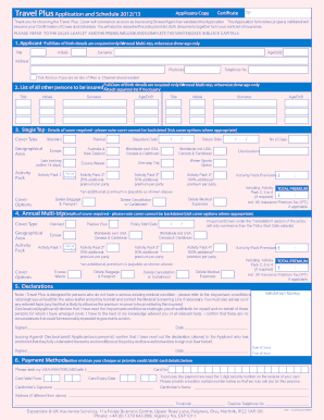 Travel Plus Insurance Application Form