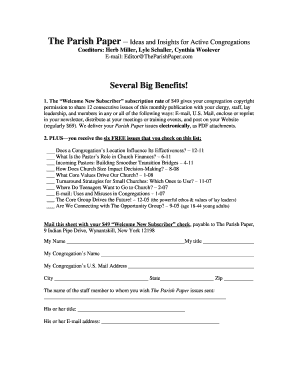 The Parish Paper Subscription Form