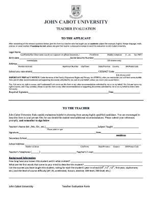 Teacher Evaluation Form