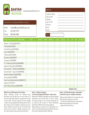 Banyan Healthcare Order Form