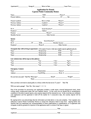 Rental Application Form