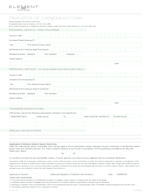 Transfer of Ownership Form