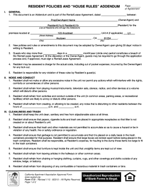 California Residential Lease Addendum