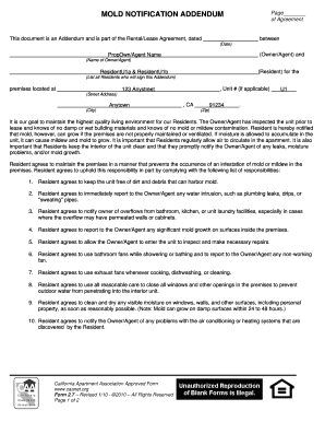 Mold Notification Addendum