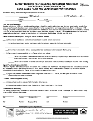 California Lead-Based Paint Disclosure Addendum