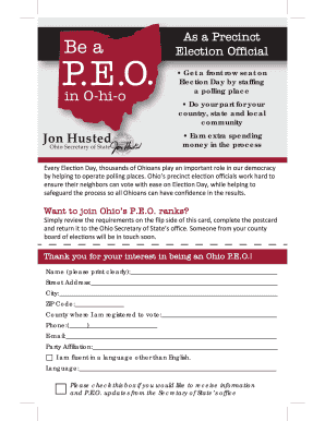 Ohio Precinct Election Official Application
