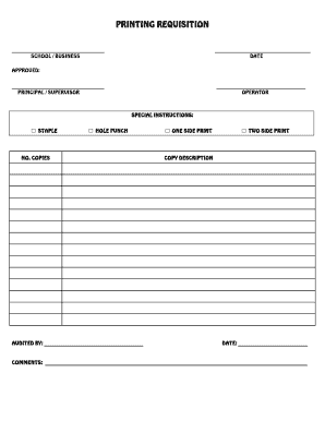 Printing Requisition Form