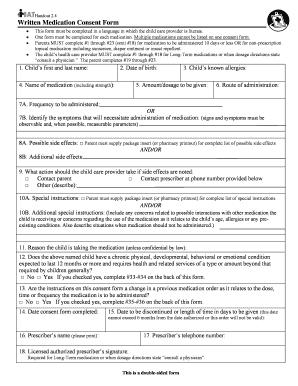 Written Medication Consent Form