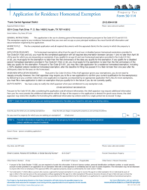 Texas Residence Homestead Exemption Application