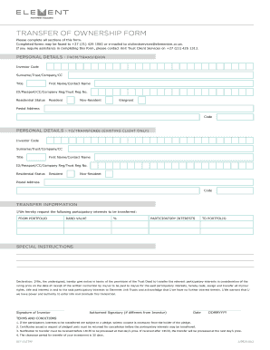 Transfer of Ownership Form