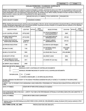 Civilian Personnel Clearance Certificate