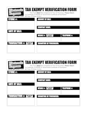 Tax Exempt Verification Form