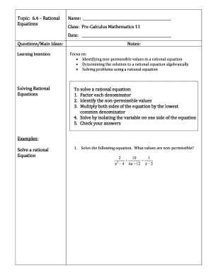 Rational Equations Worksheet