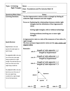 Math 10 Right Triangles Worksheet