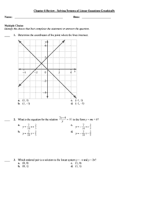 Chapter 8 Review - Solving Systems of Linear Equations Graphically