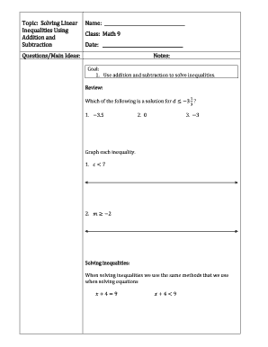 Topic Solving Linear Name Inequalities Using Class Math - lss sd74 bc