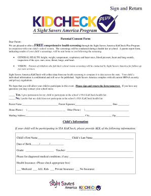 Parental Consent Form for School Health Screening