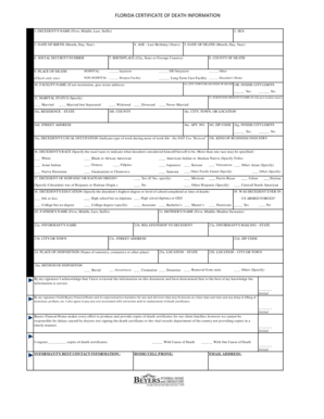 Florida Certificate of Death Information