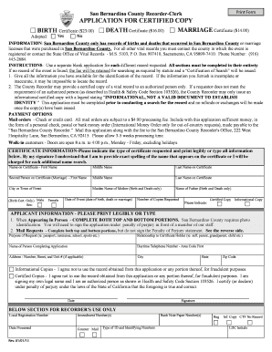 San Bernardino County Vital Records Application