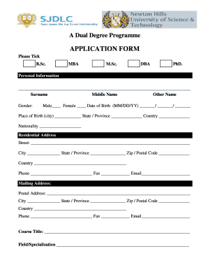 Dual Degree Programme Application Form