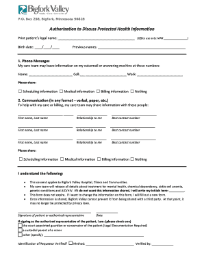 Authorization to Discuss Protected Health Information