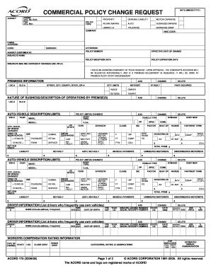 Commercial Policy Change Request Form