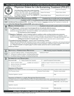 Physician Orders for Life-Sustaining Treatment (POLST) Form