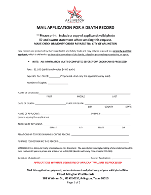 Texas Death Record Application