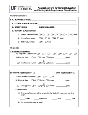 General Education and Writing/Math Requirement Classification Form