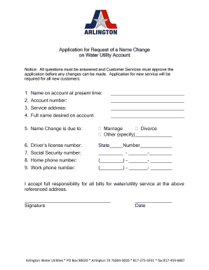 Water Utility Name Change Application