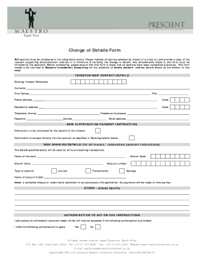 Change of Details Form