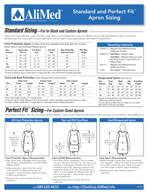 AliMed Apron Sizing Guide