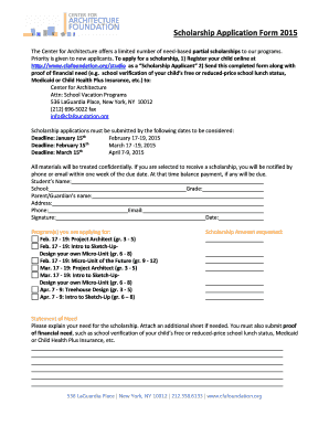 Scholarship Application Form 2015