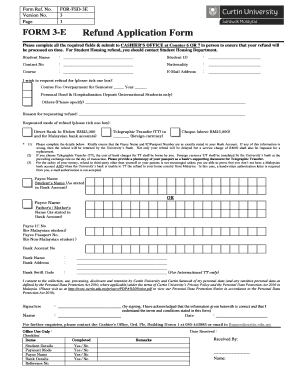 Curtin University Refund Application Form