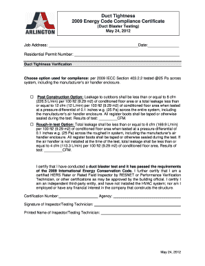 2009 Energy Code Compliance Certificate
