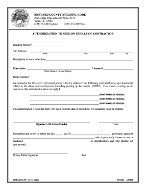 Brevard County Building Code Authorization to Sign