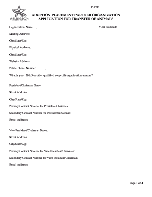 Adoption Placement Partner bApplicationb