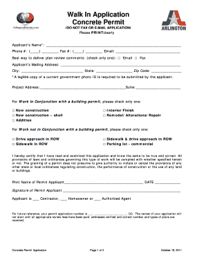 Concrete Permit Application