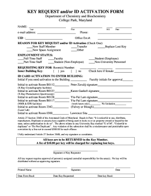 KEY REQUEST andor ID ACTIVATION FORM