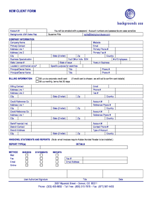 New Client Form
