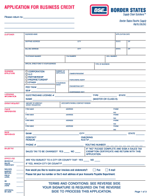 Application for Business Credit