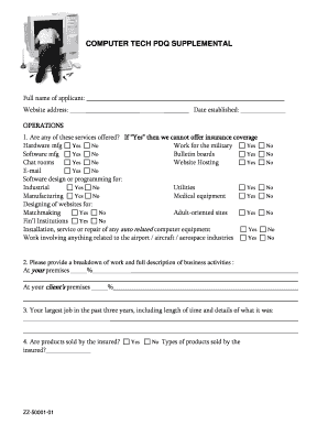 Computer Tech PDQ Supplemental Insurance Application