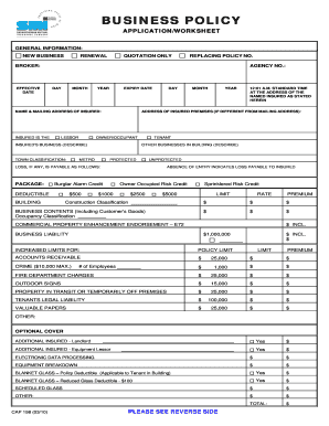 Commercial Property Insurance Application