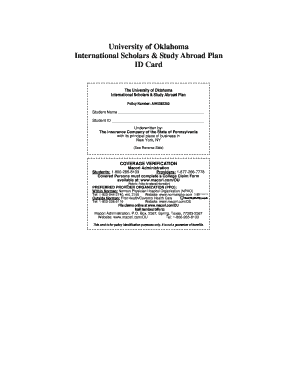 University of Oklahoma International Scholars ID Card