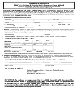 University of New Mexico Health Insurance Enrollment Form