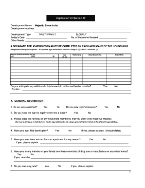 Section 42 Housing Application