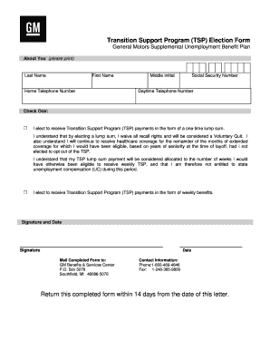 General Motors TSP Election Form