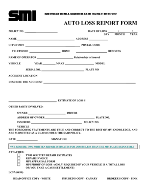 Auto Loss Report Form