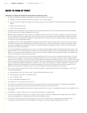Murray & Roberts Annual General Meeting Proxy Form